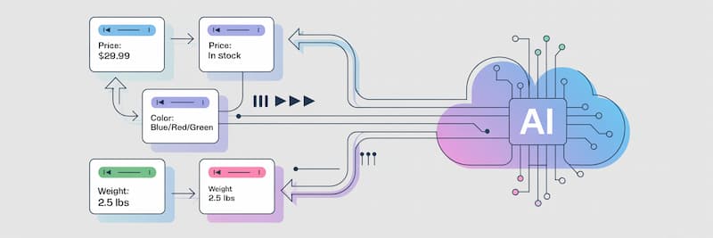 Diagramme illustrant les données d'un produit analysées par l'IA.