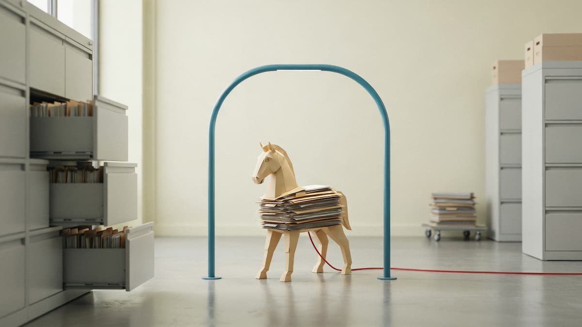 Un cheval de Troie en papier s'introduit dans une salle d'archives numériques sous l'apparence d'un document.